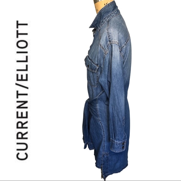 Current/Elliott Denim Twist Tie Waist Dress / Size 2 (Medium) - Picture 2 of 5